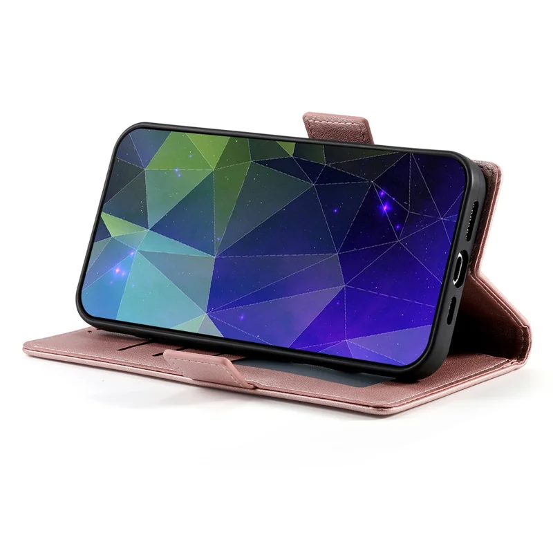DF-010 For Samsung Galaxy S23+ Case PU Leather Shockproof Cell Phone Cover with Wallet - Rose Gold