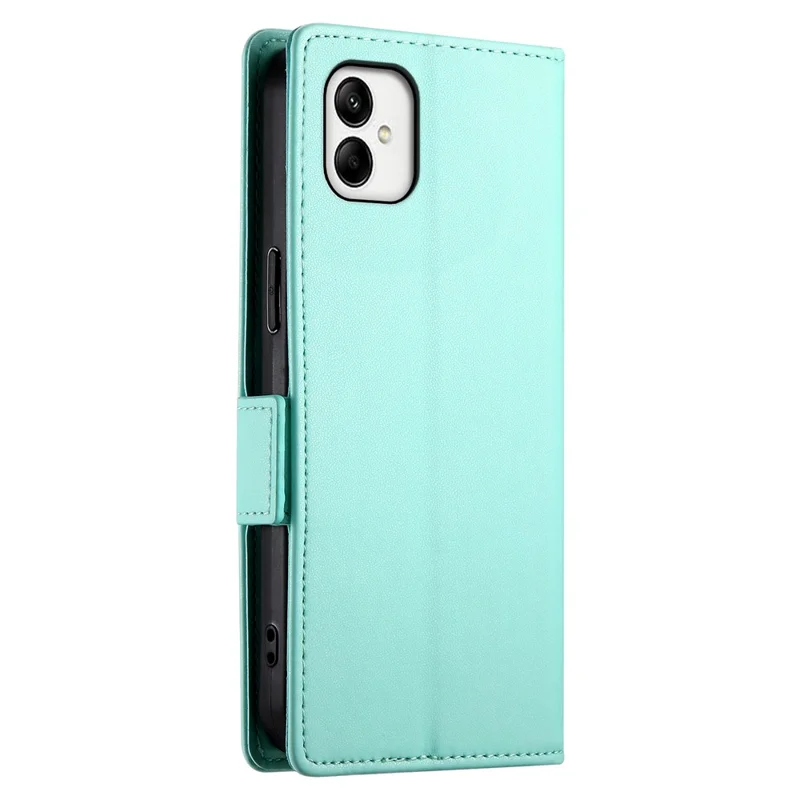 DF-010 For Samsung Galaxy A05 4G Case Leather Phone Cover with Card Holders Magnetic Side Buckle - Mint Green