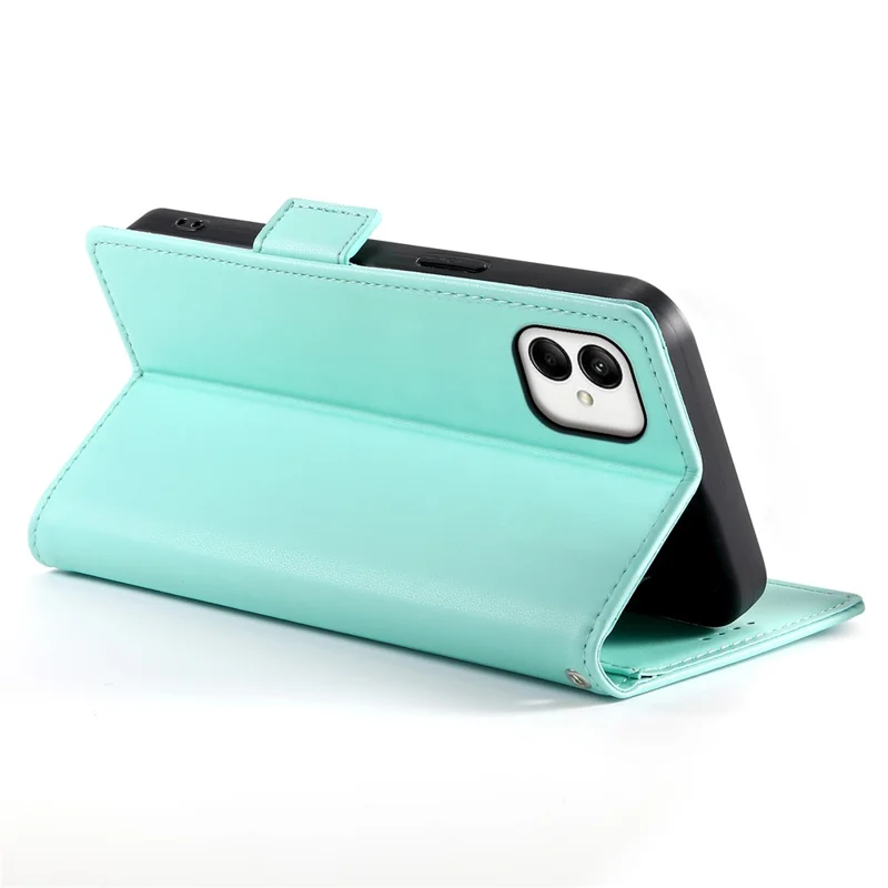DF-010 For Samsung Galaxy A05 4G Case Leather Phone Cover with Card Holders Magnetic Side Buckle - Mint Green