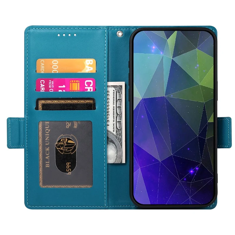 DF-010 For Samsung Galaxy A05 4G Case Leather Phone Cover with Card Holders Magnetic Side Buckle - Blue