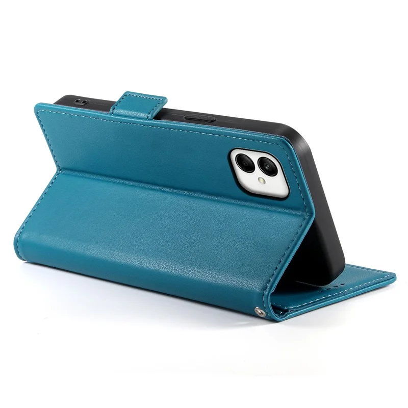 DF-010 For Samsung Galaxy A05 4G Case Leather Phone Cover with Card Holders Magnetic Side Buckle - Blue