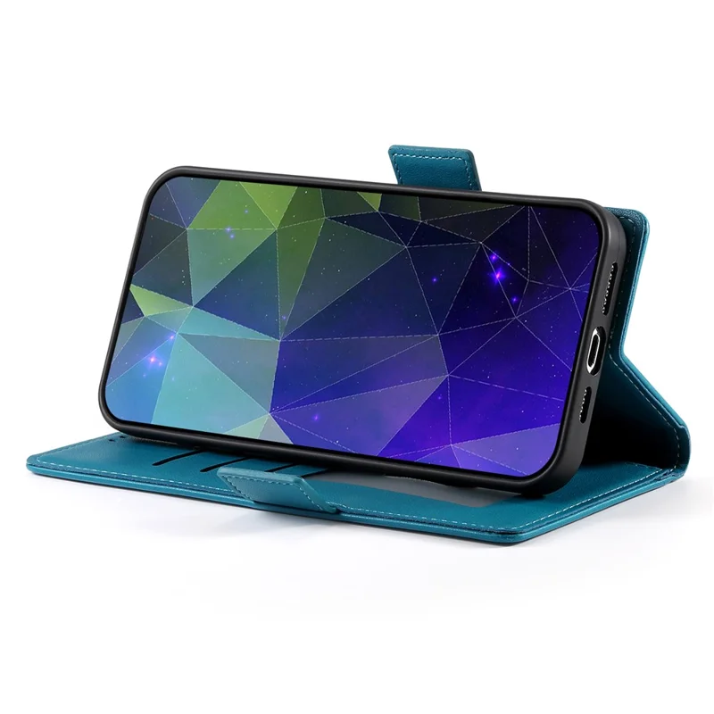 DF-010 For Samsung Galaxy A05 4G Case Leather Phone Cover with Card Holders Magnetic Side Buckle - Blue