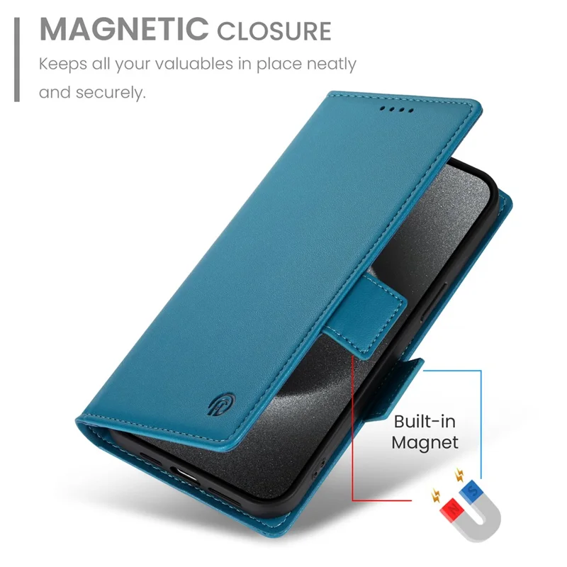 DF-010 For Samsung Galaxy A05 4G Case Leather Phone Cover with Card Holders Magnetic Side Buckle - Blue