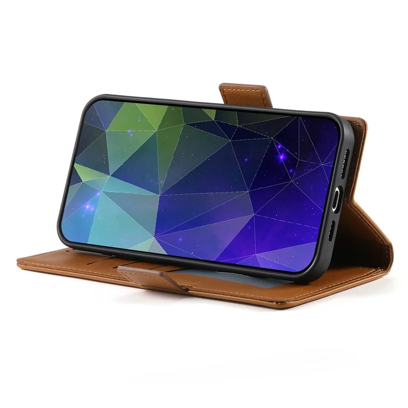 DF-010 For Samsung Galaxy A05 4G Case Leather Phone Cover with Card Holders Magnetic Side Buckle - Brown