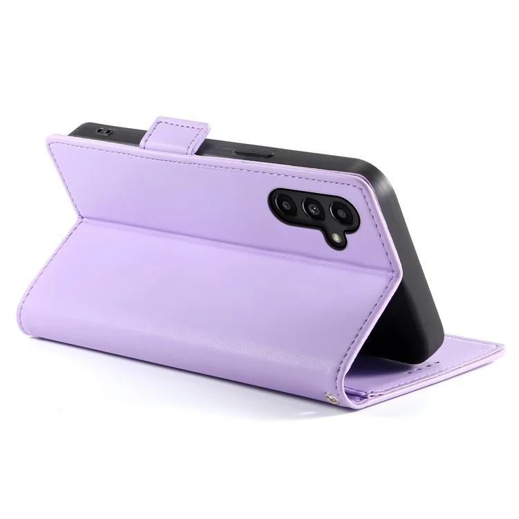DF-010 für Samsung Galaxy A14 5G / A14 4G Ständer-Case Anti-Kratzer Leder-Handyhülle - Lila