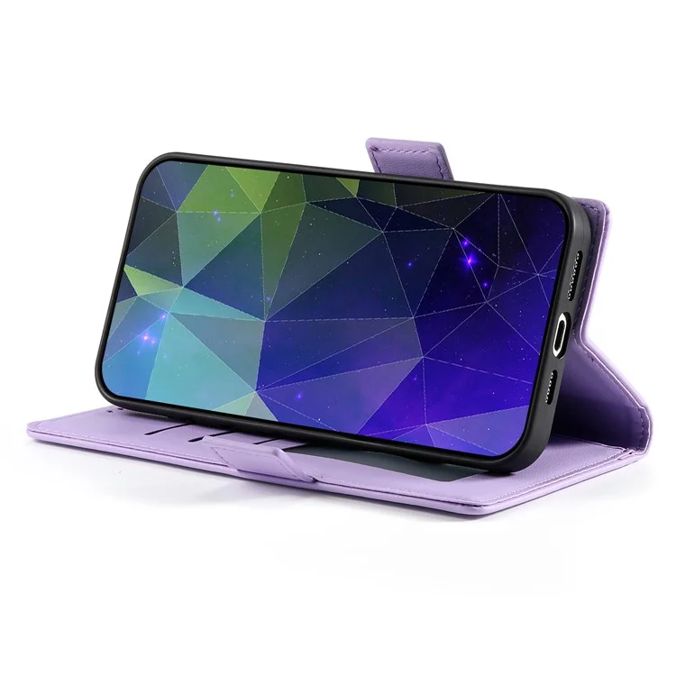 DF-010 für Samsung Galaxy A14 5G / A14 4G Ständer-Case Anti-Kratzer Leder-Handyhülle - Lila
