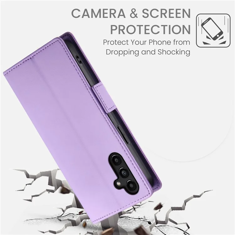 DF-010 für Samsung Galaxy A14 5G / A14 4G Ständer-Case Anti-Kratzer Leder-Handyhülle - Lila