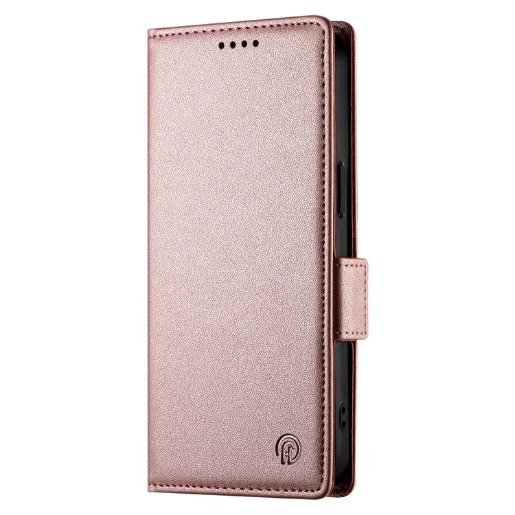 DF-010 Per Samsung Galaxy A24 4G (162.1 X 77.6 X 8.3mm) Custodia in Pelle PU Wallet Stand Phone Cover - Rose Gold