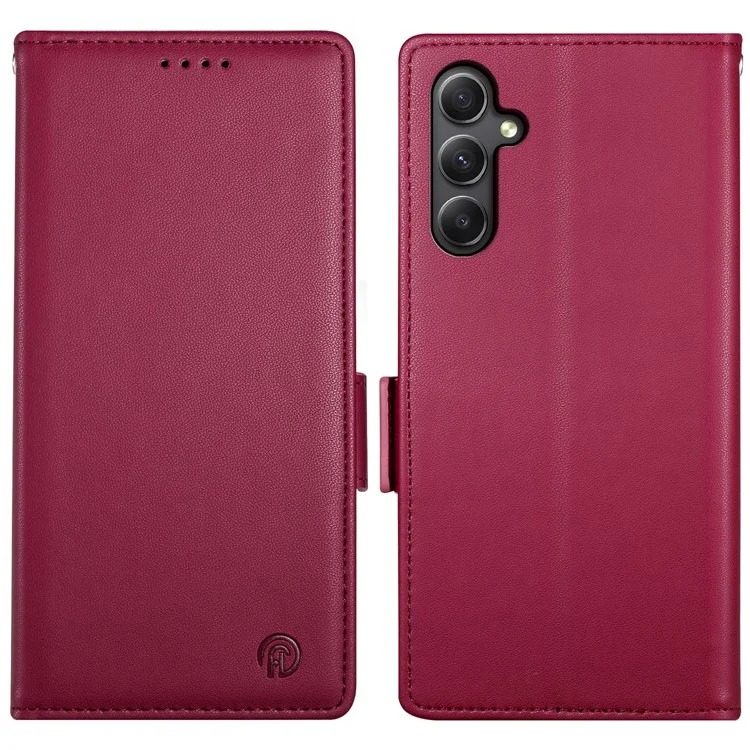DF-010 Para Samsung Galaxy A34 5G Case PU Leather Wallet Stand Phone Cover - Vinho Tinto