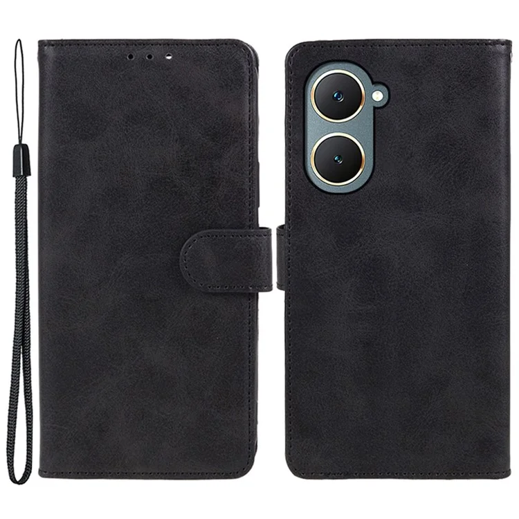Für vivo Y03 Wallet Case Calf Texture Folio Flip Lederhülle - Schwarz