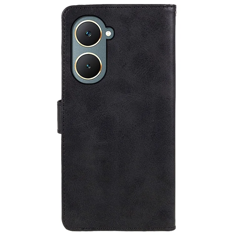 Für vivo Y03 Wallet Case Calf Texture Folio Flip Lederhülle - Schwarz