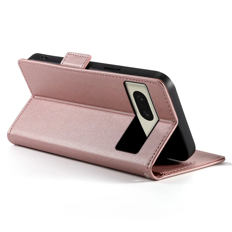 DF-010 For Google Pixel 8 Case Side Clasps PU Leather Full Protection Phone Cover - Rose Gold