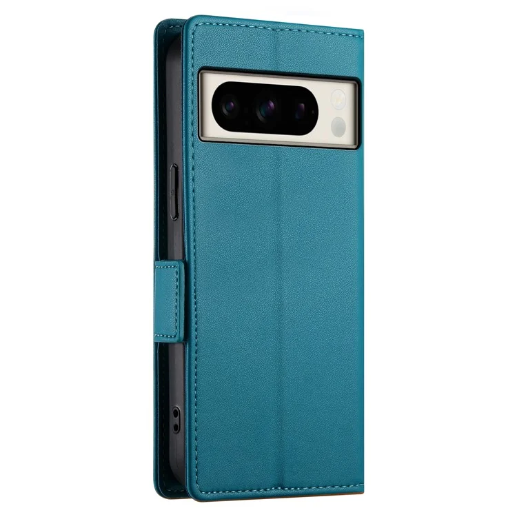 DF-010 For Google Pixel 8 Pro Mobile Phone Case Side Magnetic Clasps Leather Stand Phone Cover - Blue