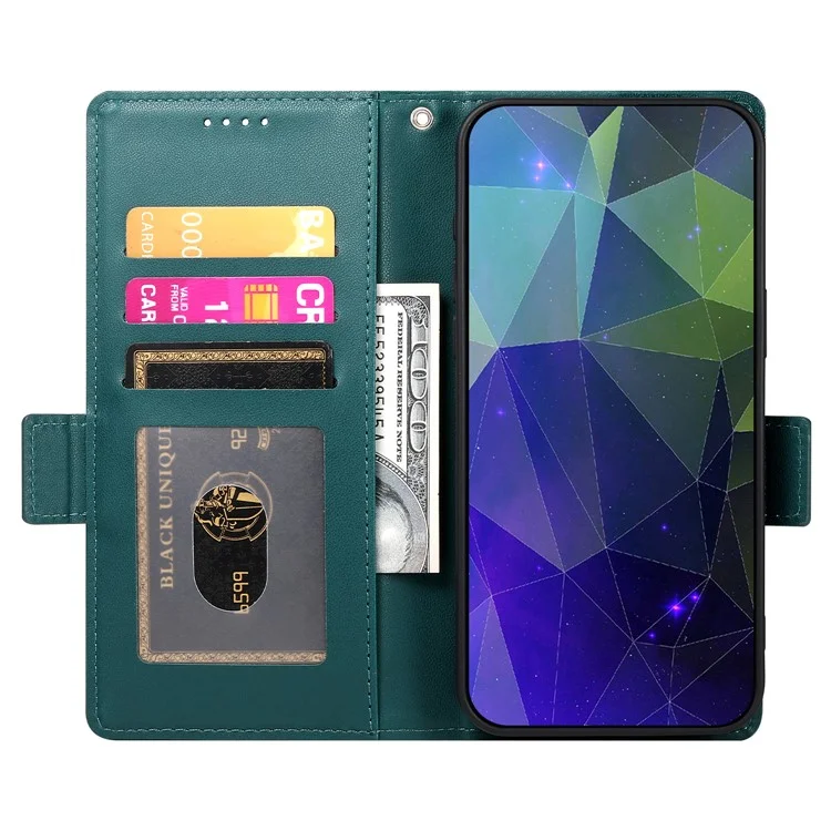 DF-010 Funda para Google Pixel 9 / 9 Pro, Carcasa con broches magnéticos laterales, de piel, con soporte - Verde Negruzco