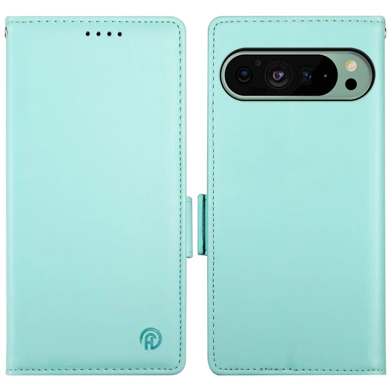 DF-010 For Google Pixel 9 / 9 Pro Case Side Magnetic Clasps Leather Stand Phone Cover - Mint Green