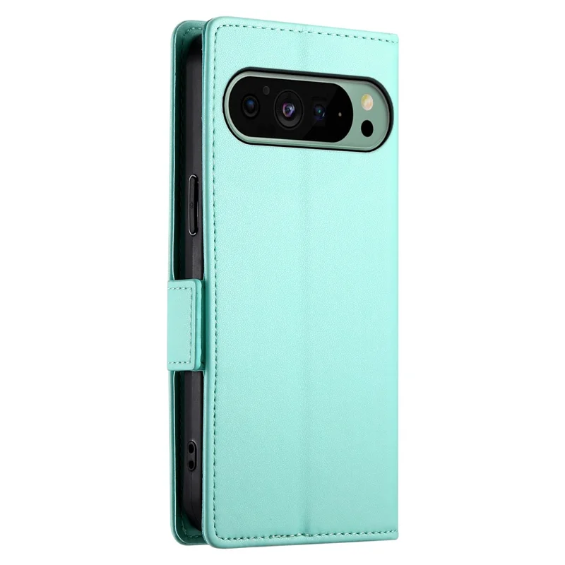 DF-010 For Google Pixel 9 / 9 Pro Case Side Magnetic Clasps Leather Stand Phone Cover - Mint Green