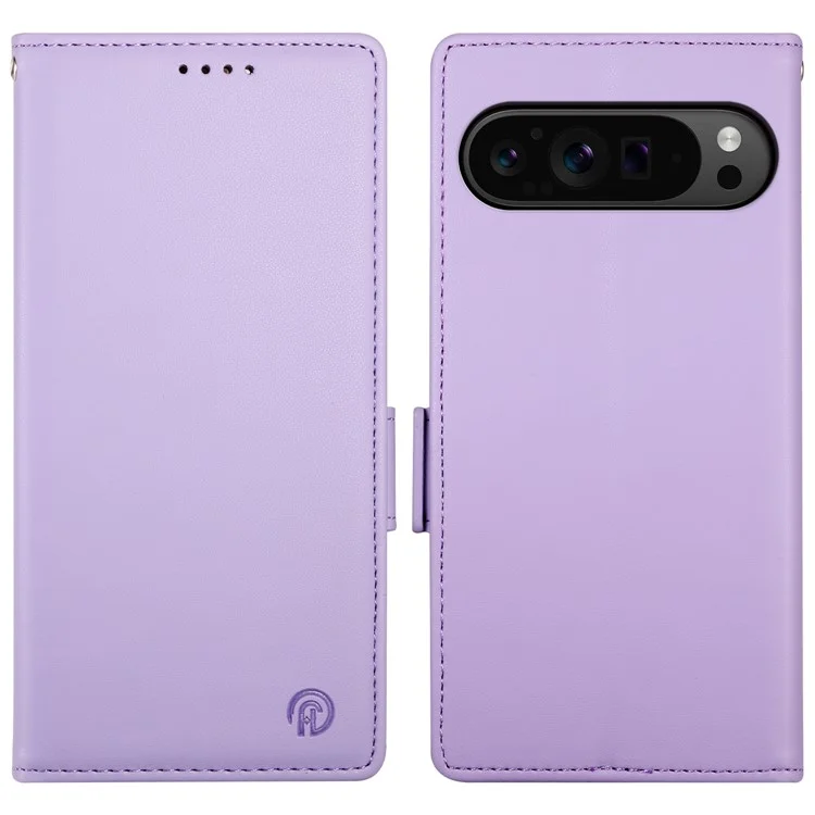 DF-010 Para Google Pixel 9 Pro XL Case PU Leather Wallet Stand Phone Cover - Roxo