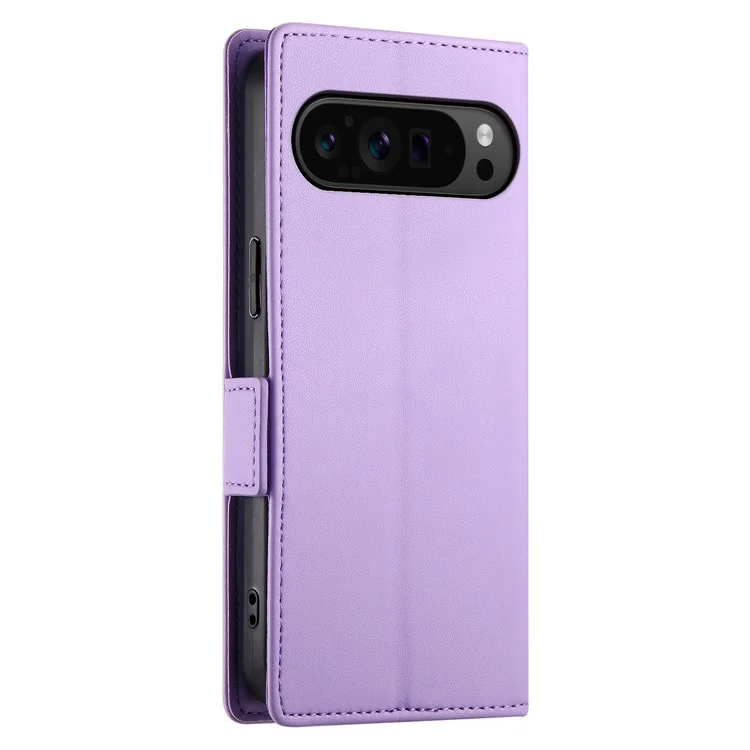 DF-010 Para Google Pixel 9 Pro XL Case PU Leather Wallet Stand Phone Cover - Roxo