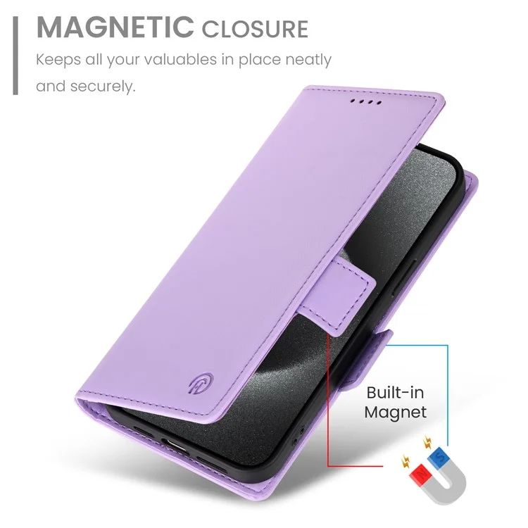 DF-010 Para Google Pixel 9 Pro XL Case PU Leather Wallet Stand Phone Cover - Roxo