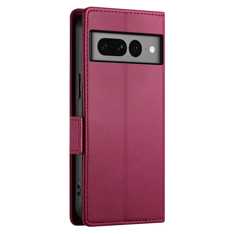 DF-010 For Google Pixel 7 Pro 5G Case Wallet Leather Phone Cover Flip Stand View Magnetic Protect - Wine Red
