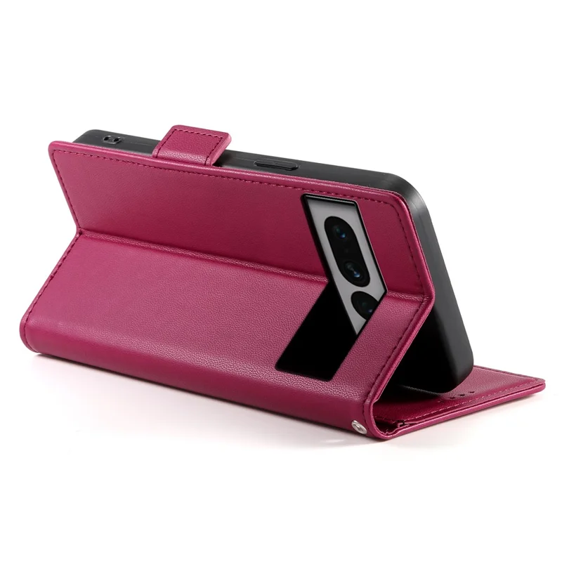 DF-010 For Google Pixel 7 Pro 5G Case Wallet Leather Phone Cover Flip Stand View Magnetic Protect - Wine Red