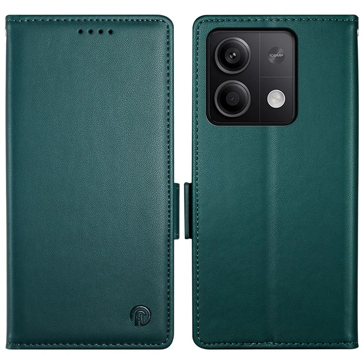 DF-010 For Xiaomi Redmi Note 13 5G Case Leather Folio Stand Book Style Phone Cover - Blackish Green