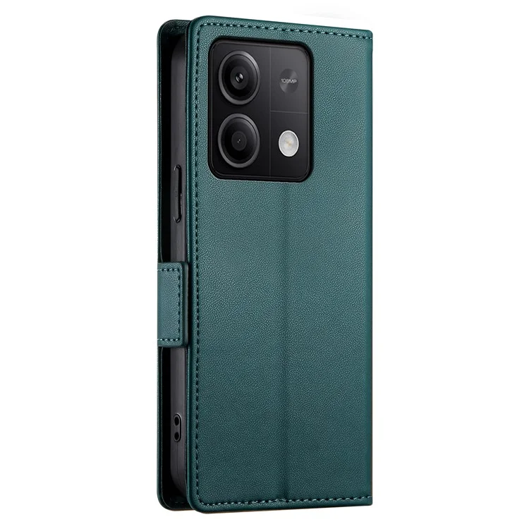 DF-010 For Xiaomi Redmi Note 13 5G Case Leather Folio Stand Book Style Phone Cover - Blackish Green