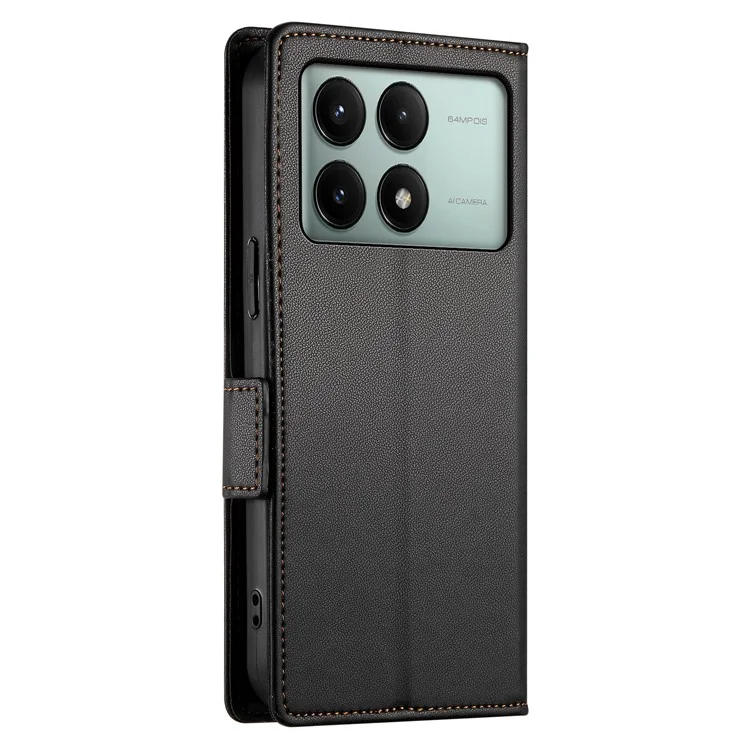 DF-010 For Xiaomi Redmi K70E 5G / Poco X6 Pro 5G Case Wallet Leather Phone Cover - Black