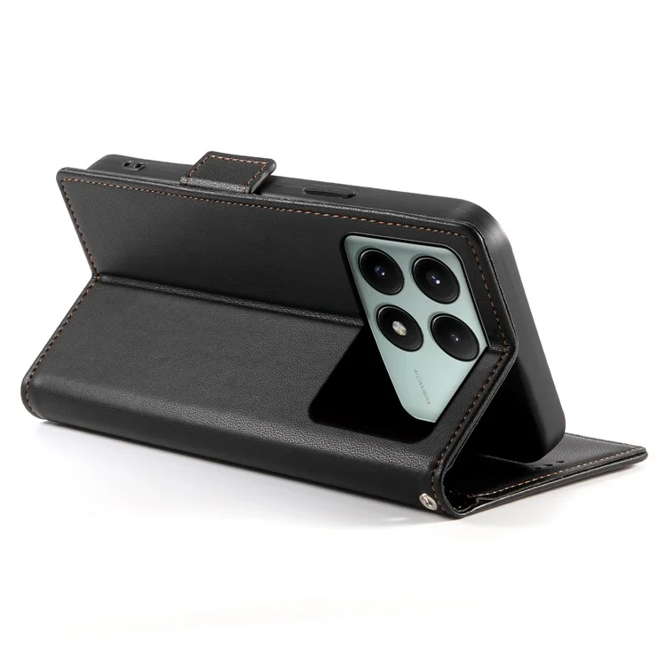 DF-010 For Xiaomi Redmi K70E 5G / Poco X6 Pro 5G Case Wallet Leather Phone Cover - Black