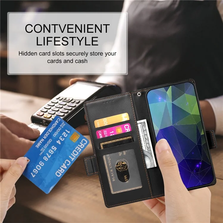 DF-010 For Xiaomi Redmi K70E 5G / Poco X6 Pro 5G Case Wallet Leather Phone Cover - Black