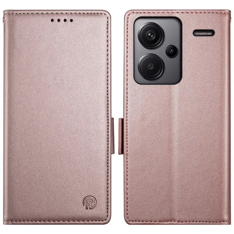 DF-010 For Xiaomi Redmi Note 13 Pro+ 5G Leather Case Side Magnetic Clasps Phone Wallet Cover - Rose Gold