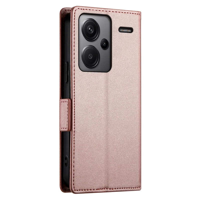 DF-010 For Xiaomi Redmi Note 13 Pro+ 5G Leather Case Side Magnetic Clasps Phone Wallet Cover - Rose Gold
