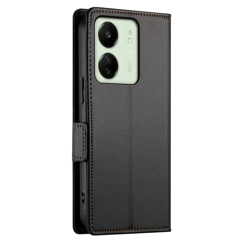 DF-010 For Xiaomi Redmi 13C 4G / 13C 5G / Poco C65 4G / Poco M6 5G / 13R 5G Case Card Holder Leather Stand Phone Cover - Black