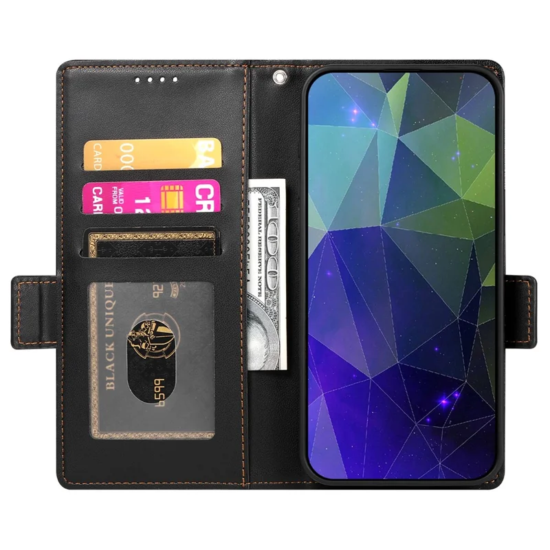 DF-010 For Xiaomi Redmi 13C 4G / 13C 5G / Poco C65 4G / Poco M6 5G / 13R 5G Case Card Holder Leather Stand Phone Cover - Black