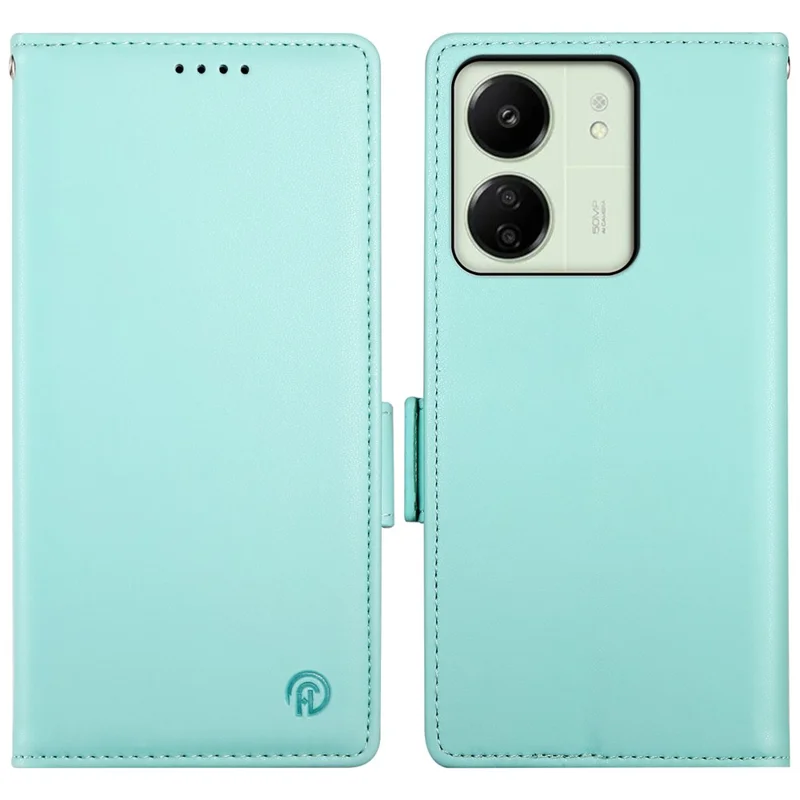 DF-010 Pour Xiaomi Redmi 13C 4G / 13C 5G / Poco C65 4G / Poco M6 5G / 13R 5G Étui Porte-carte Support en Cuir - Vert Menthe