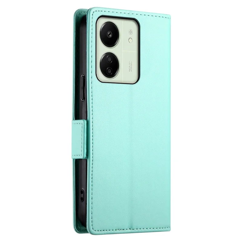 DF-010 Pour Xiaomi Redmi 13C 4G / 13C 5G / Poco C65 4G / Poco M6 5G / 13R 5G Étui Porte-carte Support en Cuir - Vert Menthe