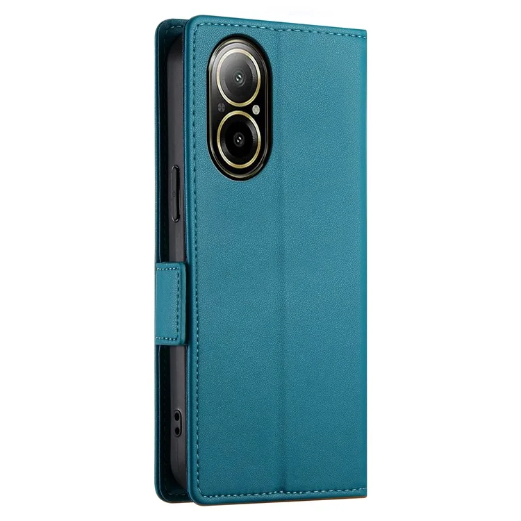 DF-010 Capa de couro carteira para Realme C67 4G com fecho magnético - Azul