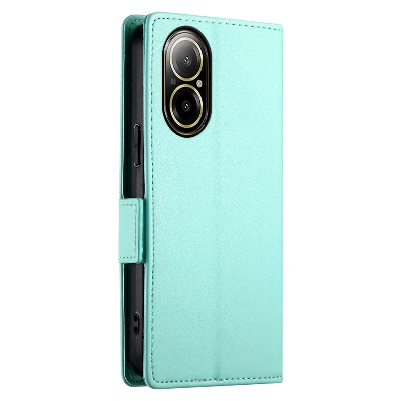 DF-010 For Realme C67 4G Case Leather Wallet Phone Cover with Magnetic Clasps - Mint Green