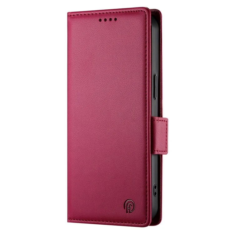 DF-010 For Oppo Reno11 5G (Global) Case PU Leather Phone Cover with Card Holder Side Magnetic Clasp - Wine Red