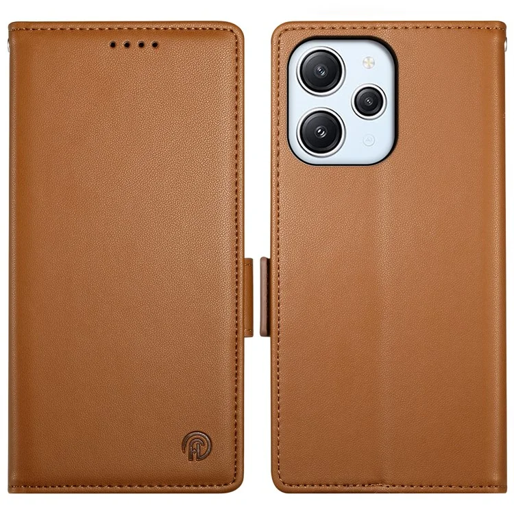 DF-010 Custodia per Xiaomi Redmi 12 4G Antiurto Flip Cover in Pelle - Marrone