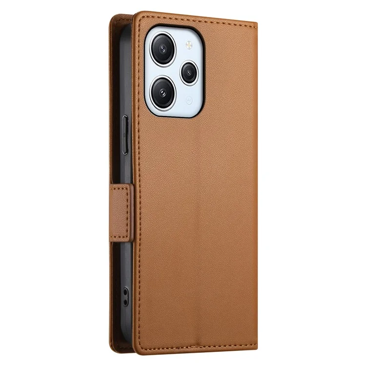 DF-010 Custodia per Xiaomi Redmi 12 4G Antiurto Flip Cover in Pelle - Marrone