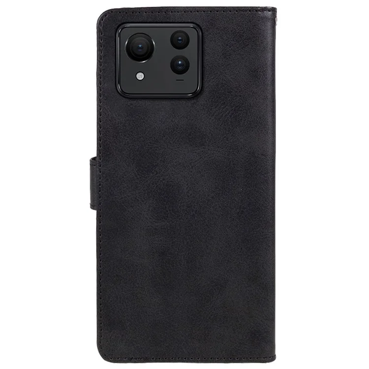 Pour Asus Zenfone 11 Ultra 5G Case Calf Texture Leather Phone Cover with Card Holder Stand - Noir