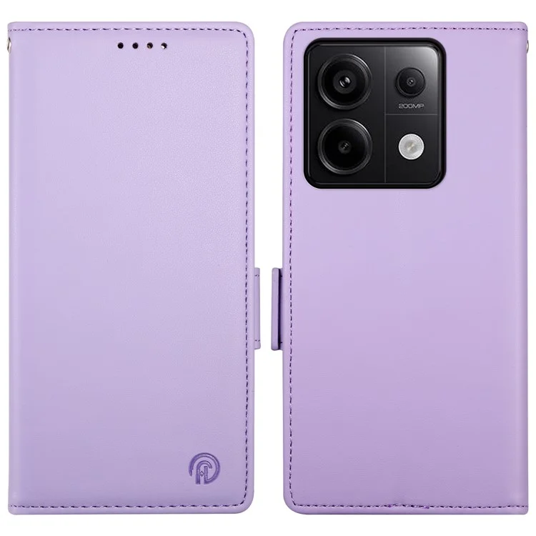 DF-010 For Xiaomi Redmi Note 13 Pro 5G  /  Poco X6 5G Case Leather Wallet Cover Dual Magnetic Clasps - Purple