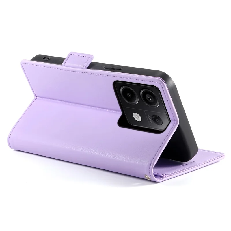 DF-010 For Xiaomi Redmi Note 13 Pro 5G  /  Poco X6 5G Case Leather Wallet Cover Dual Magnetic Clasps - Purple