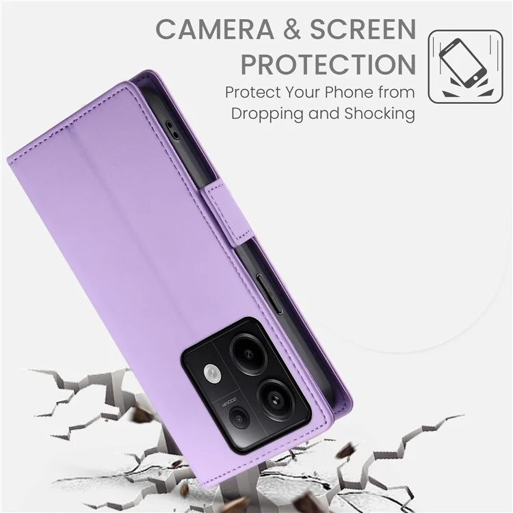 DF-010 For Xiaomi Redmi Note 13 Pro 5G  /  Poco X6 5G Case Leather Wallet Cover Dual Magnetic Clasps - Purple