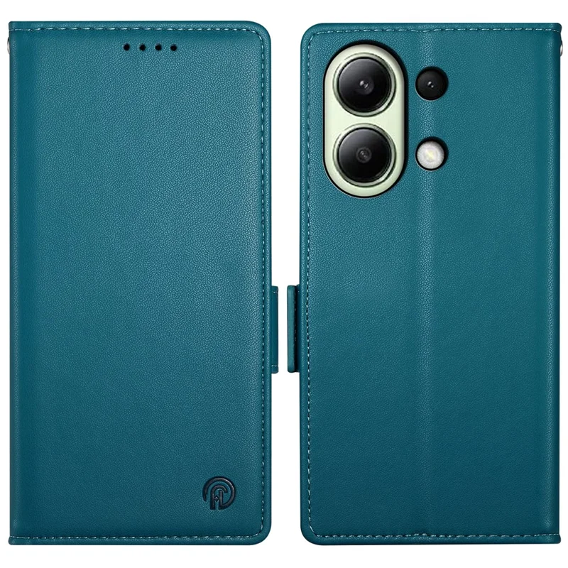 DF-010 For Xiaomi Redmi Note 13 4G Wallet Case Anti-Scratch Leather Phone Cover - Blue