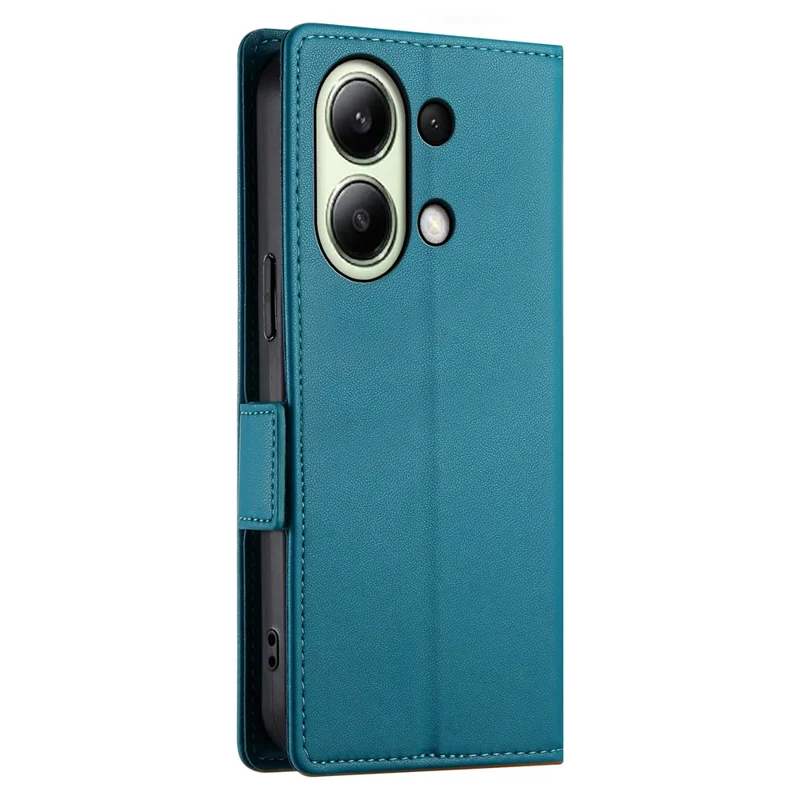 DF-010 For Xiaomi Redmi Note 13 4G Wallet Case Anti-Scratch Leather Phone Cover - Blue