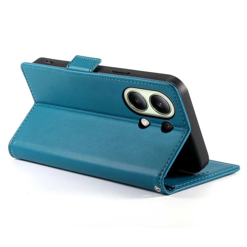 DF-010 For Xiaomi Redmi Note 13 4G Wallet Case Anti-Scratch Leather Phone Cover - Blue