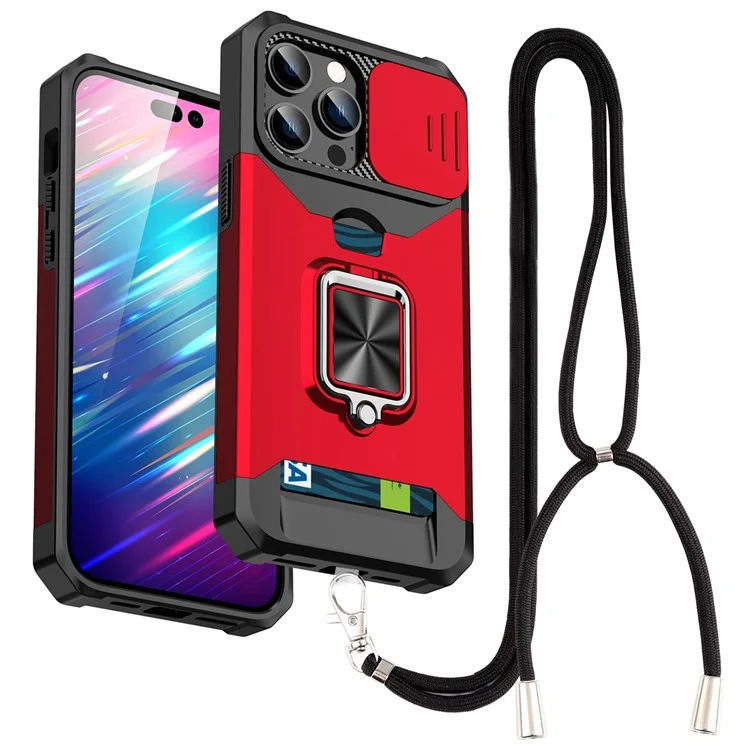 Per Iphone 13 Pro 6,1 Pollici PC Duro PC + TPU Telefono Slide Coperch Coperch Coperch Coperch Coper Copers Che Pella Contro - Rosso