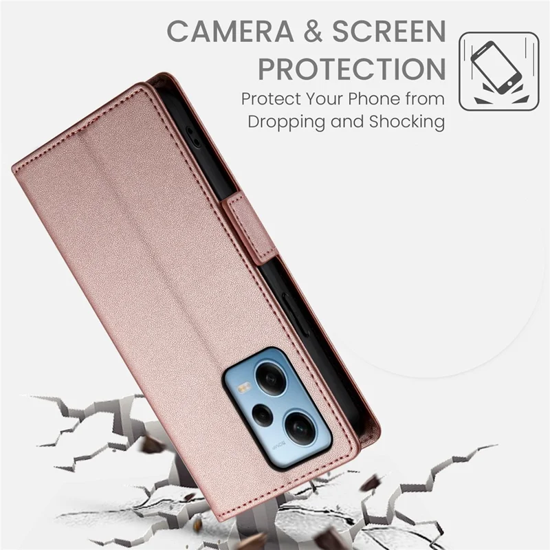 DF-010 Для Xiaomi Redmi Note 12 Pro 5G / Note 12 Pro Speed 5G / Poco X5 Pro 5G Чехол Кожаный Чехол - Розовое Золото